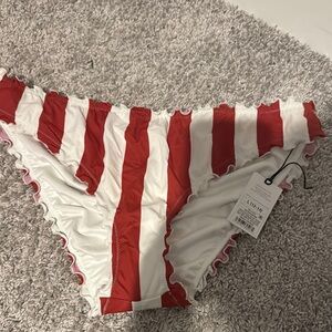 Red and White Striped Bikini Bottom